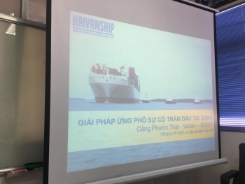 Oil spill response in-door training at Phuoc Thai Port, Dong Nai Province.
